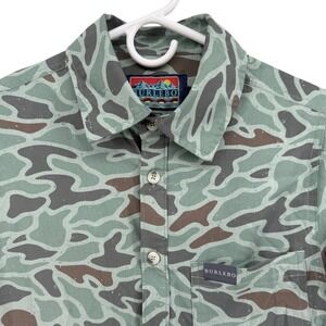 BURLEBO Mens Camo Camoflauge Short Sleeve Button Up Shirt Size Small S Wicking